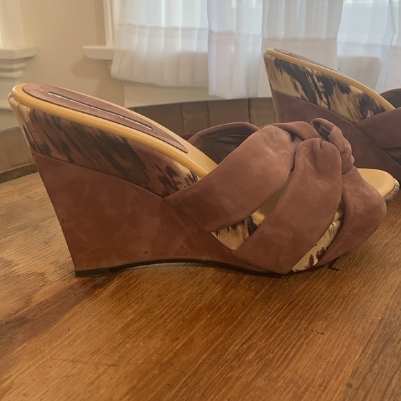 Via Spiga | Brown Suede Slip On Platform Heels 6.5 - Picture 7 of 17